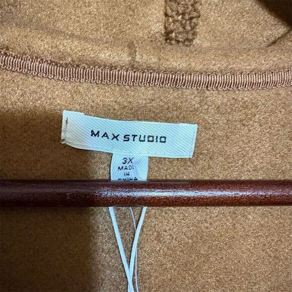 Max Studio Women's 3X Brown Hooded Mid-Length‎ Jacket Casual Fall - Picture 3 of 11